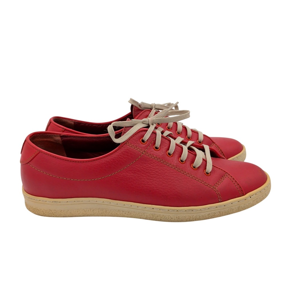 Salvatore Ferragamo Mens Red Leather Low Top Sneakers SS 1212 Size 8.5B Italy